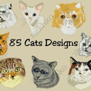 motifs de broderie - 80 + motifs de broderie de chats - formats pes dst jef