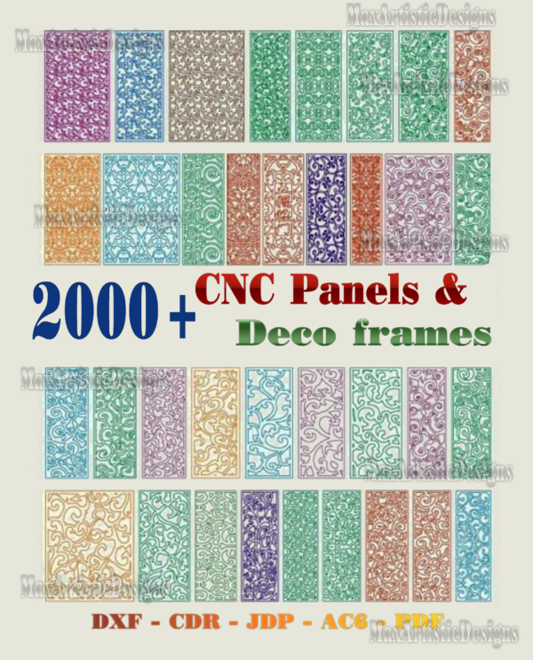 2100 fichiers dxf cadres de panneaux art déco pour découpe laser/routeur cnc -fichiers d'art cnc fichiers DXF -CDR