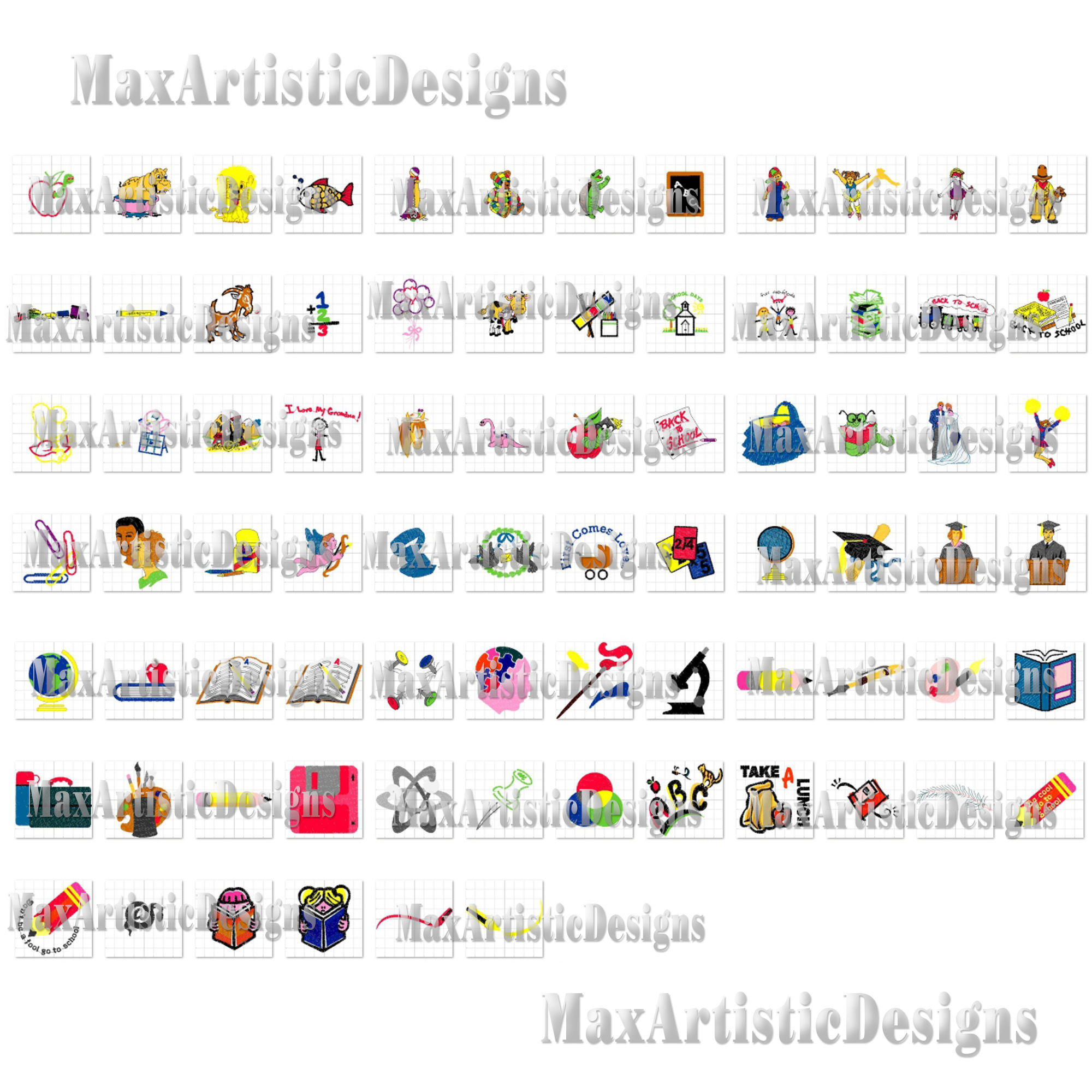 170+ School Days related embroidery designs Machine embroidery designs