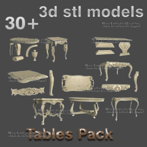 30 lot of table sets 3d stl models for cnc router aspire artcam 3d printer