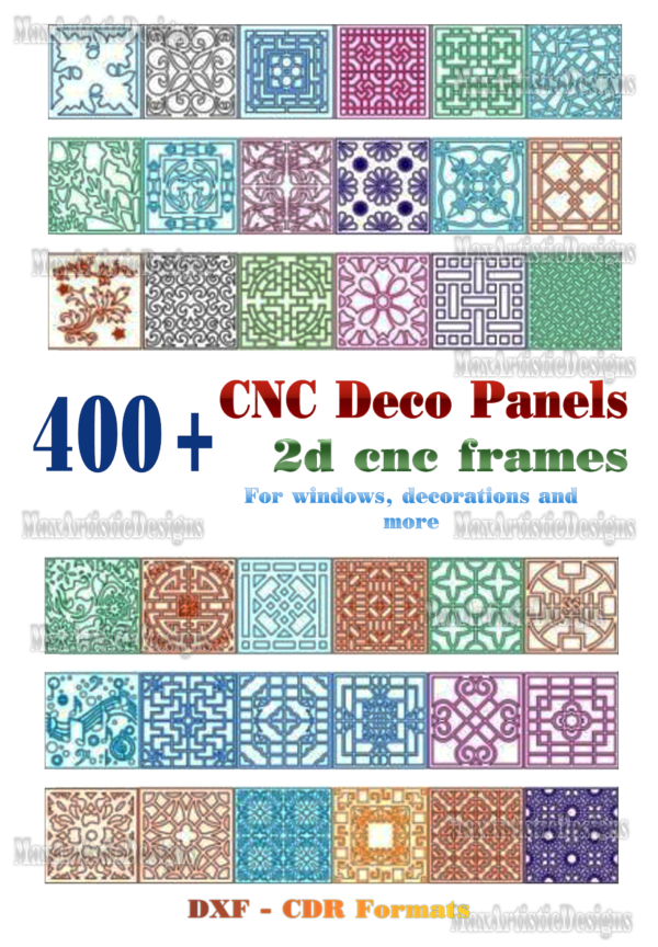 400 + dxf cdr mini paneles cuadrados marcos artes cnc vectores listos para cortar dxf para enrutador de plasma, corte por láser, descarga de chorro de agua
