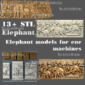 Bundle di modelli 3d stl in rilievo 8+ elefanti per il download digitale del router cnc artcam aspire