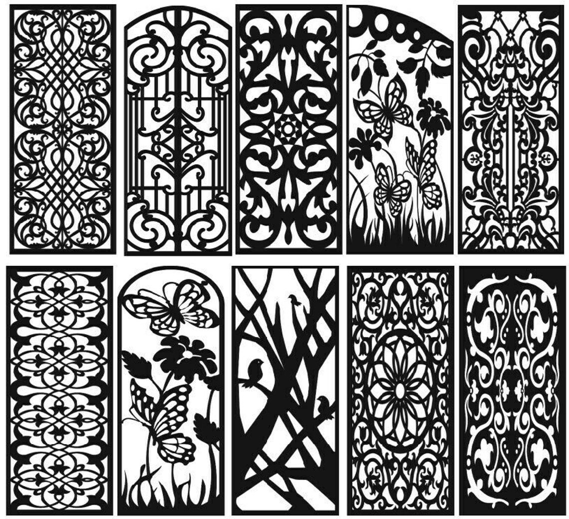 10 cnc vector dxf cdr decor doors panels for plasma laser router cut ai art file tested download