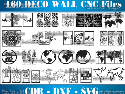 Oltre 140 set di decorazioni murali in formato dxf cdr per taglio laser al plasma e download digitale vettoriale cnc