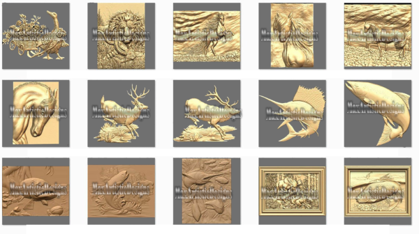 60+ modèles 3d stl - "collection d'animaux" pour imprimante 3d cnc relief artcam aspire