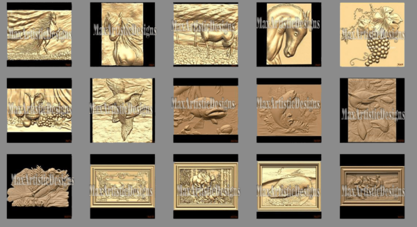 100 modèles 3d stl - " collection bas-relief " pour imprimante cnc artcam 3d aspire