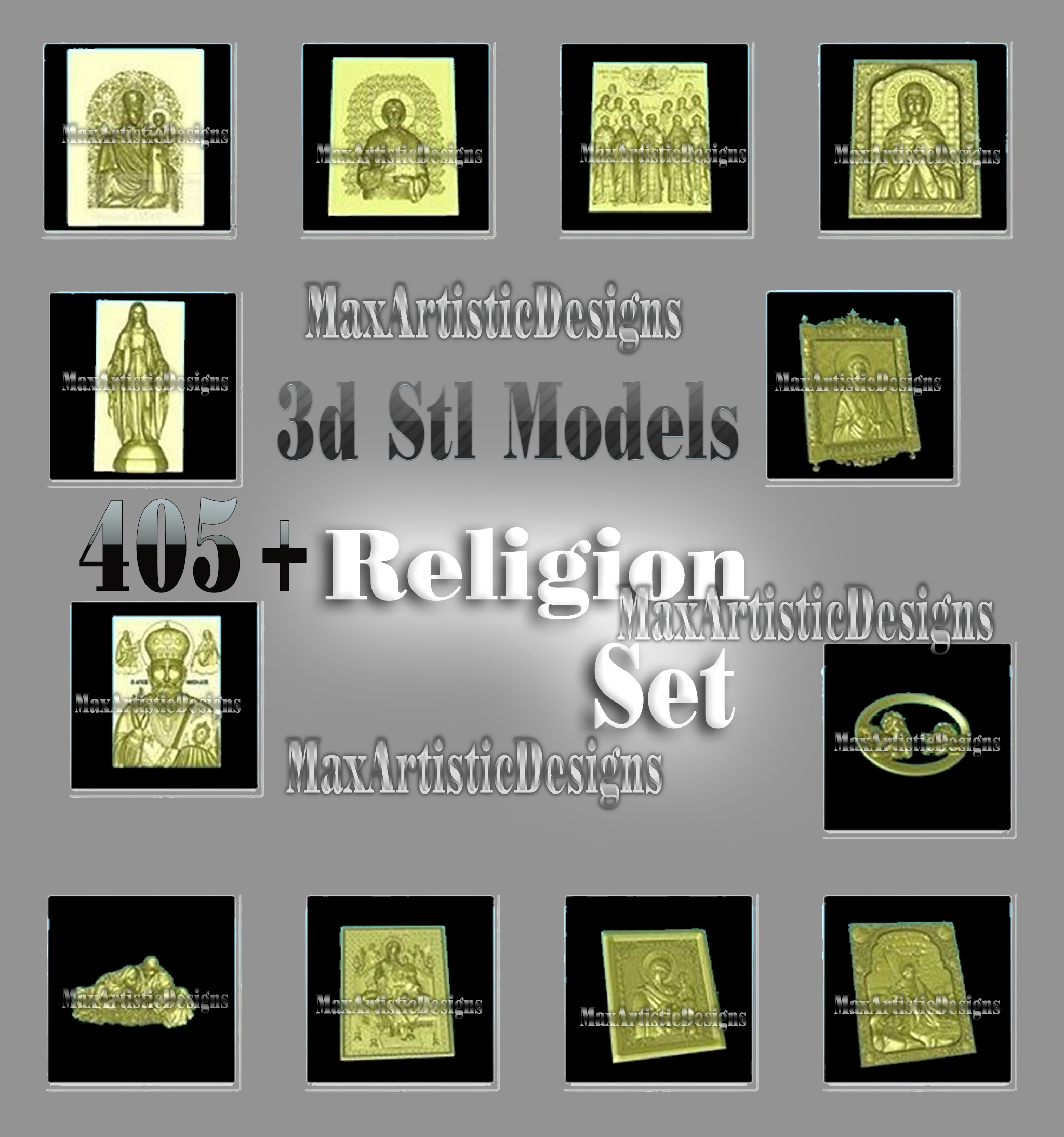 450+ modèles stl 3d - religion définir des icônes pour le routeur cnc artcam aspire cut3d vcarve routeur cnc