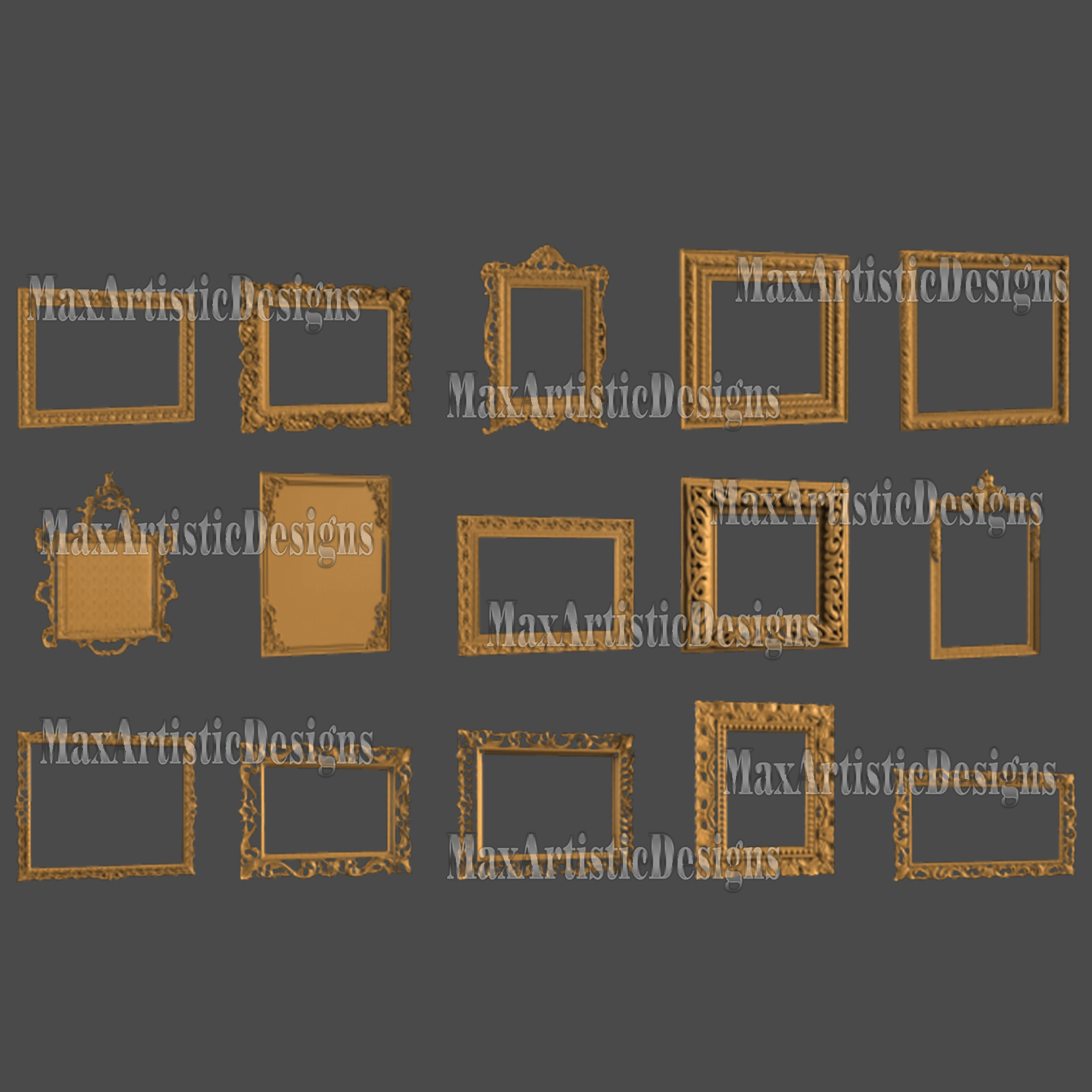 230+ piece square frame set for aspire artcam engraver stl 3d models digital download