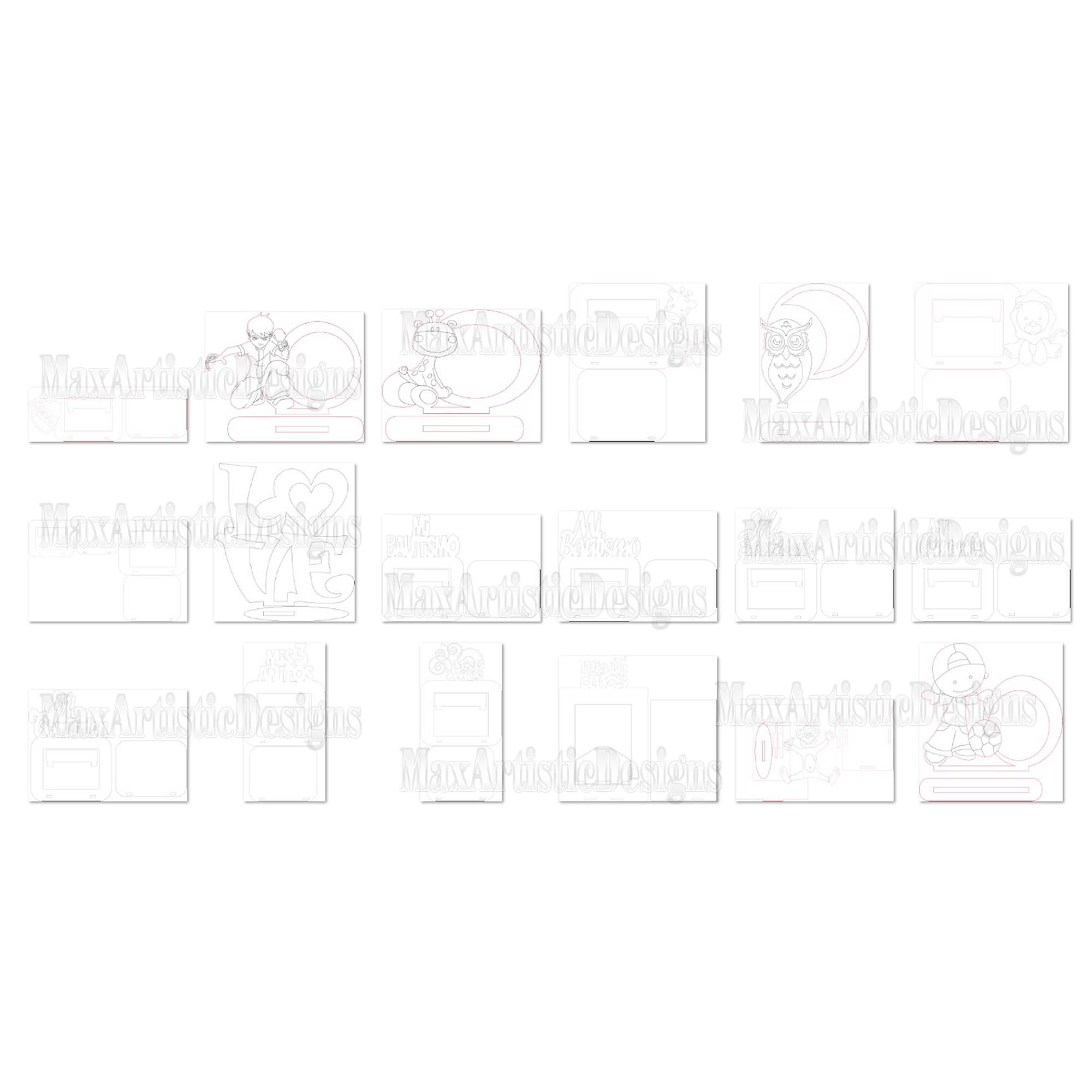 Pacchetto di vettori cnc 292x cornici per ritratti in formato SVG per feste, plasma, taglio laser, download di router cnc