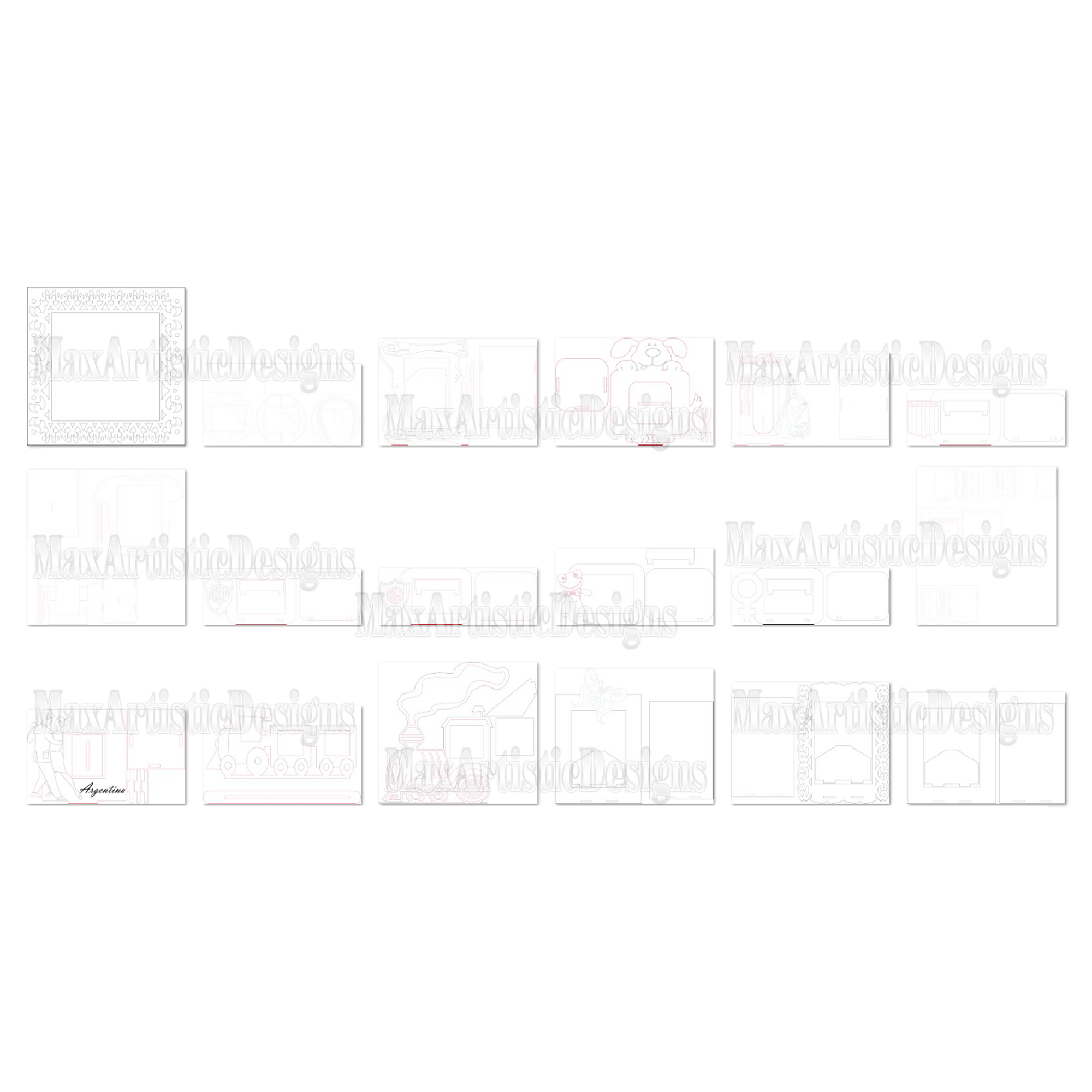 Pacchetto di vettori cnc 292x cornici per ritratti in formato SVG per feste, plasma, taglio laser, download di router cnc