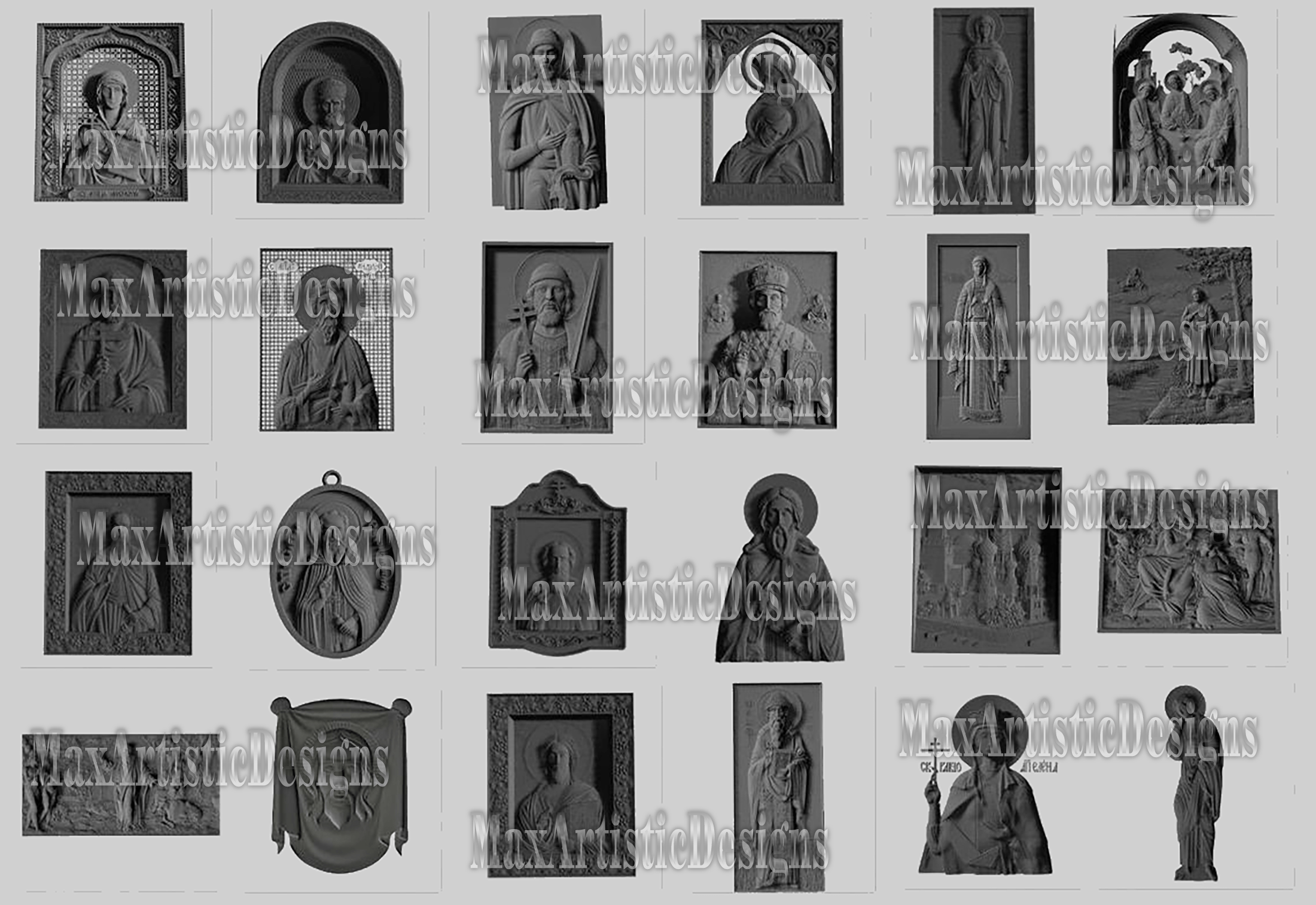Oltre 125 icone di medaglie del pacchetto stl di religione per cnc in formato file stl