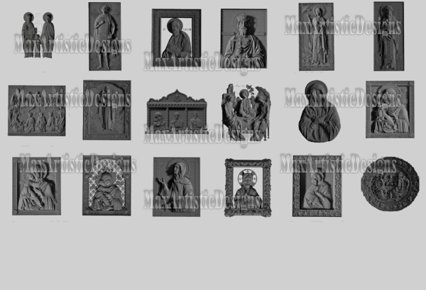Oltre 125 icone di medaglie del pacchetto stl di religione per cnc in formato file stl