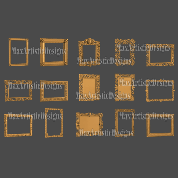Set di cornici quadrate da oltre 230 pezzi per il download digitale di modelli 3D Aspire ArtCam Incisore
