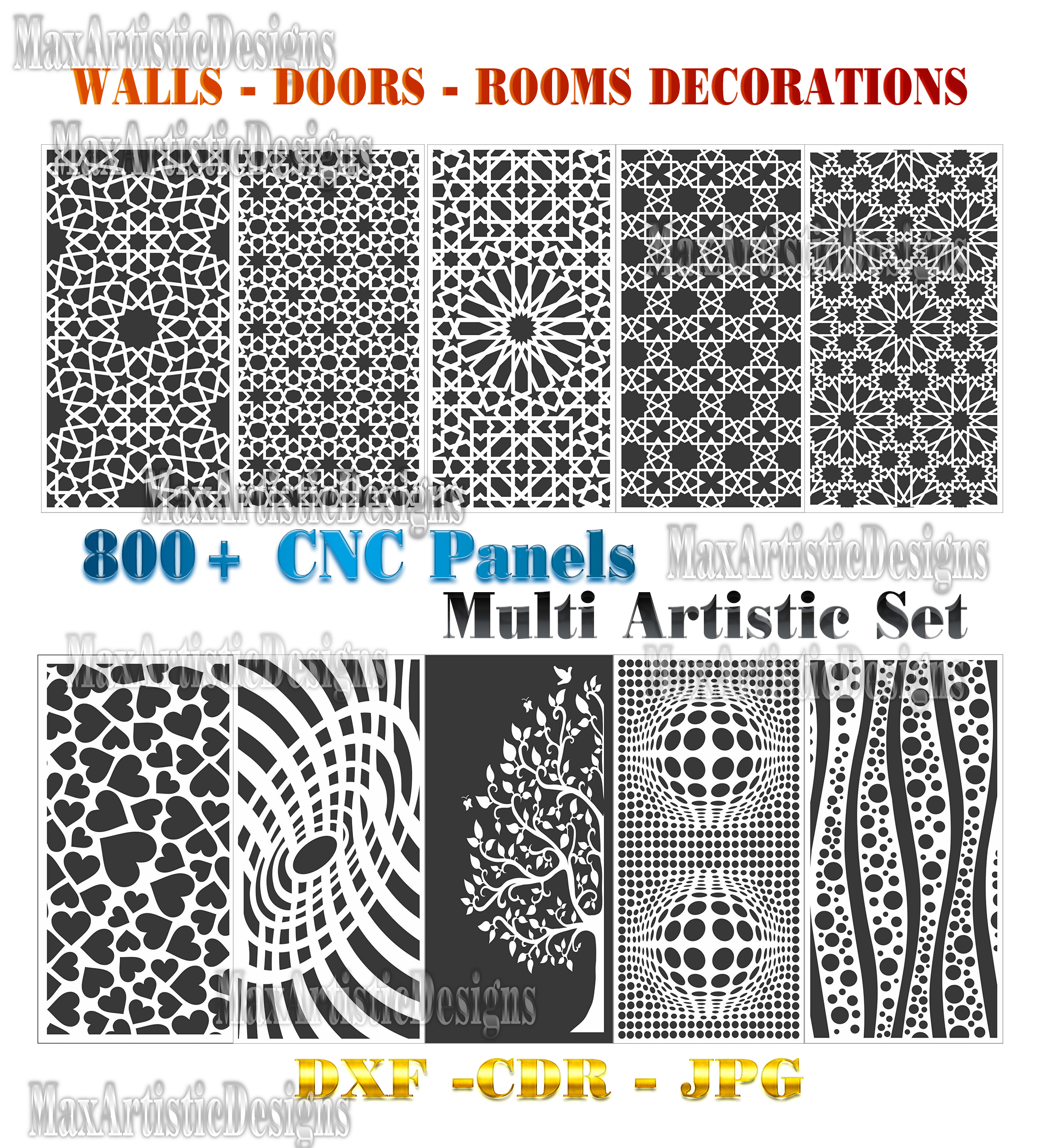 800+ dxf cdr deco panels file ready for cnc laser plasma, water jet, plasma router download