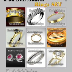 9 modelli 3d stl anelli gioielli design modelli di stampa per stampante 3d artcam