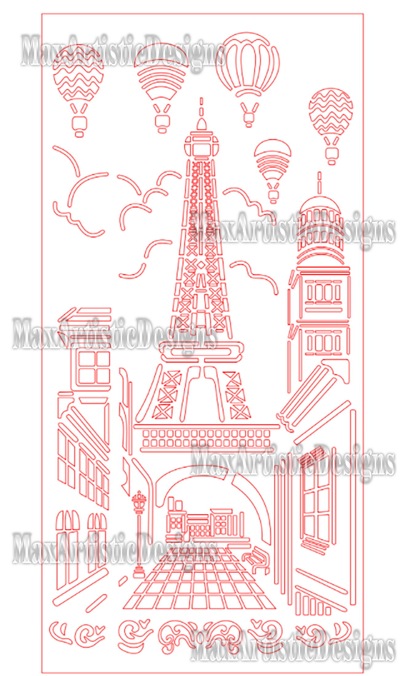 Dxf Vector Paris Eiffel Tower Wall Panel Dxf Cdr Ai Per Il File Di Taglio Laser Del Router Al Plasma Testato Download