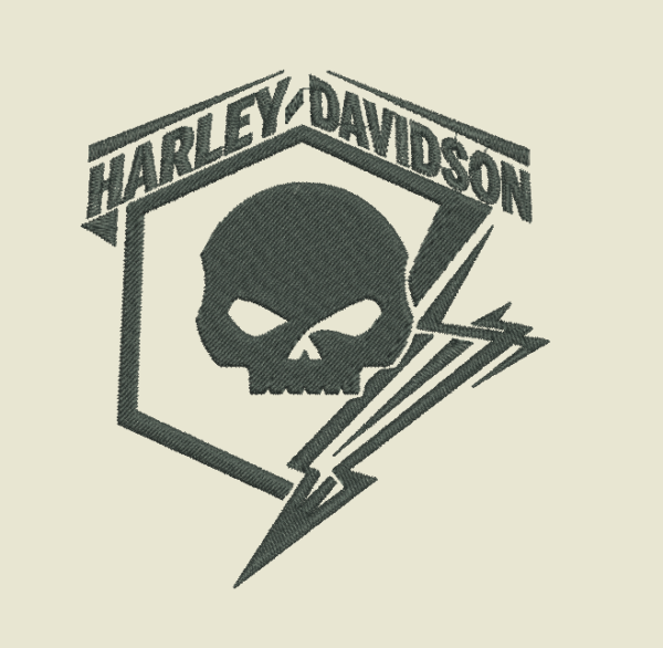 Diseño bordado logo Harley Davidson en pes hus cosido 14 uds