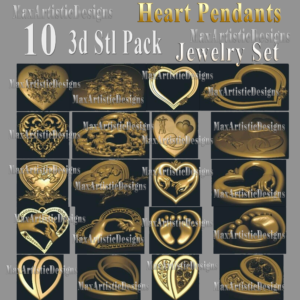 10 stl Jewelry Heart Pendant 3d modelo STL relieve para CNC Router STL formato Art
