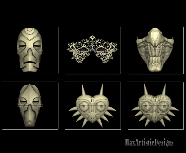 Más de 50 "modelos de máscara" stl 3d en relieve stl para descarga digital de enrutadores artcam, aspire y cnc