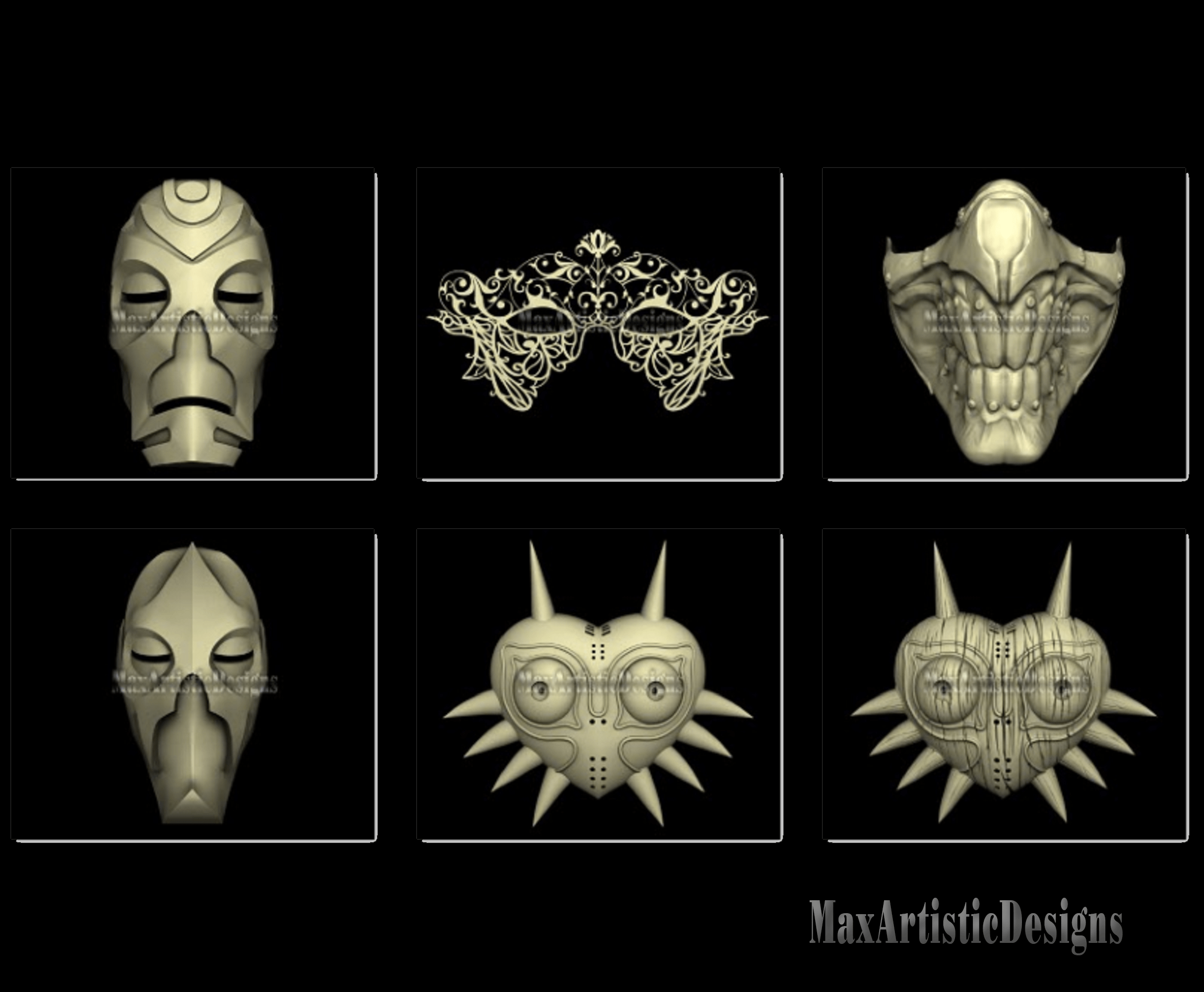 plus de 50 "modèles de masque" 3d stl relief stl pour artcam, aspire, routeurs cnc téléchargement numérique