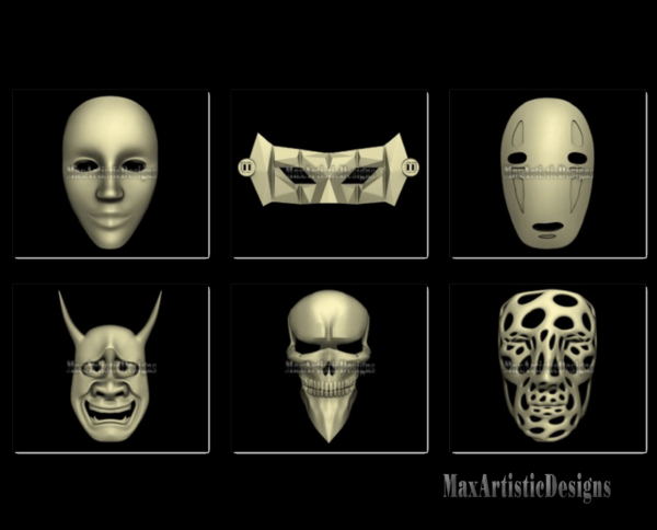 plus de 50 3d stl "mask models" stl relief pour artcam, aspire, routeurs cnc téléchargement numérique