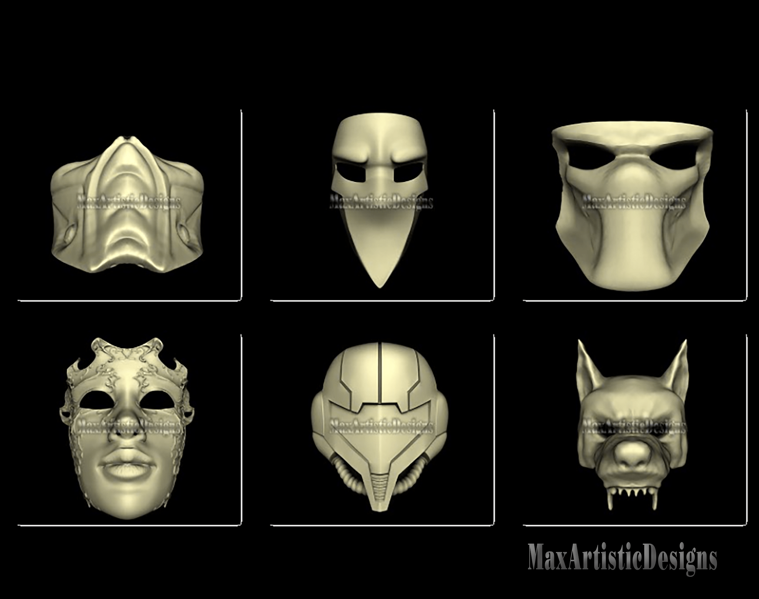 plus de 50 "modèles de masque" 3d stl relief stl pour artcam, aspire, routeurs cnc téléchargement numérique