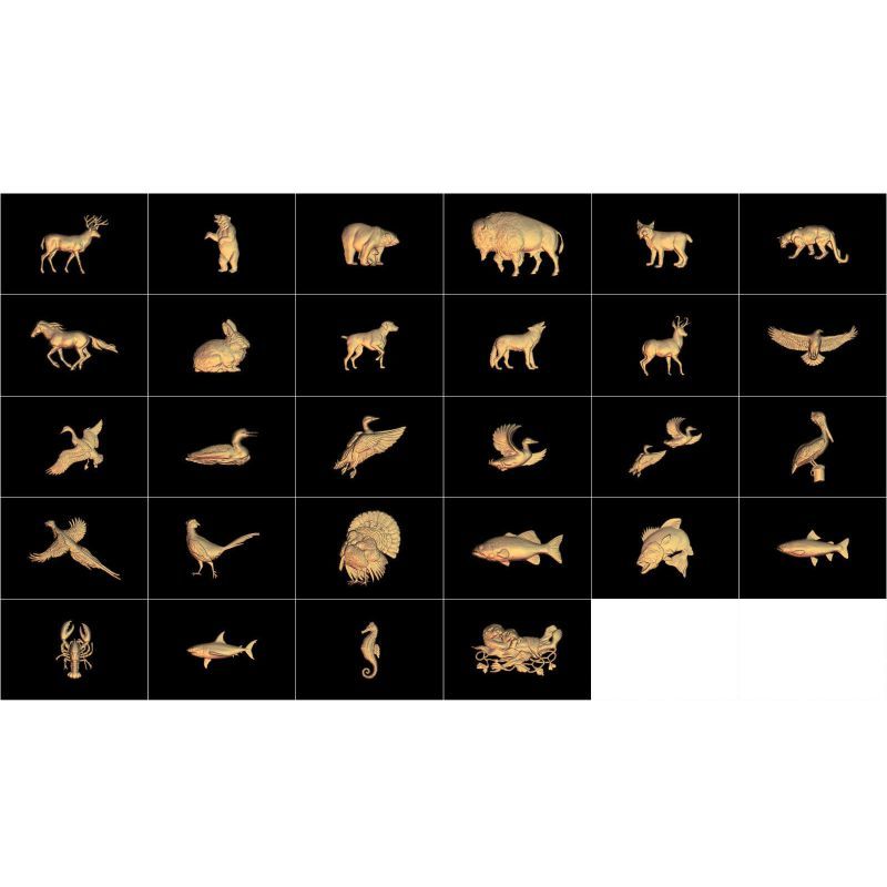 103 pezzi animale 3d modello stl rilievo per cnc carving rilievo artcam vectric aspire 4.jpg