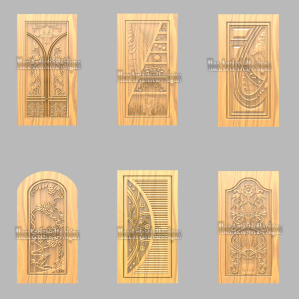 60 conceptions de gravure de routeur cnc de porte en bois pour les fichiers artcam 3d relif en formats rlf stl téléchargement numérique