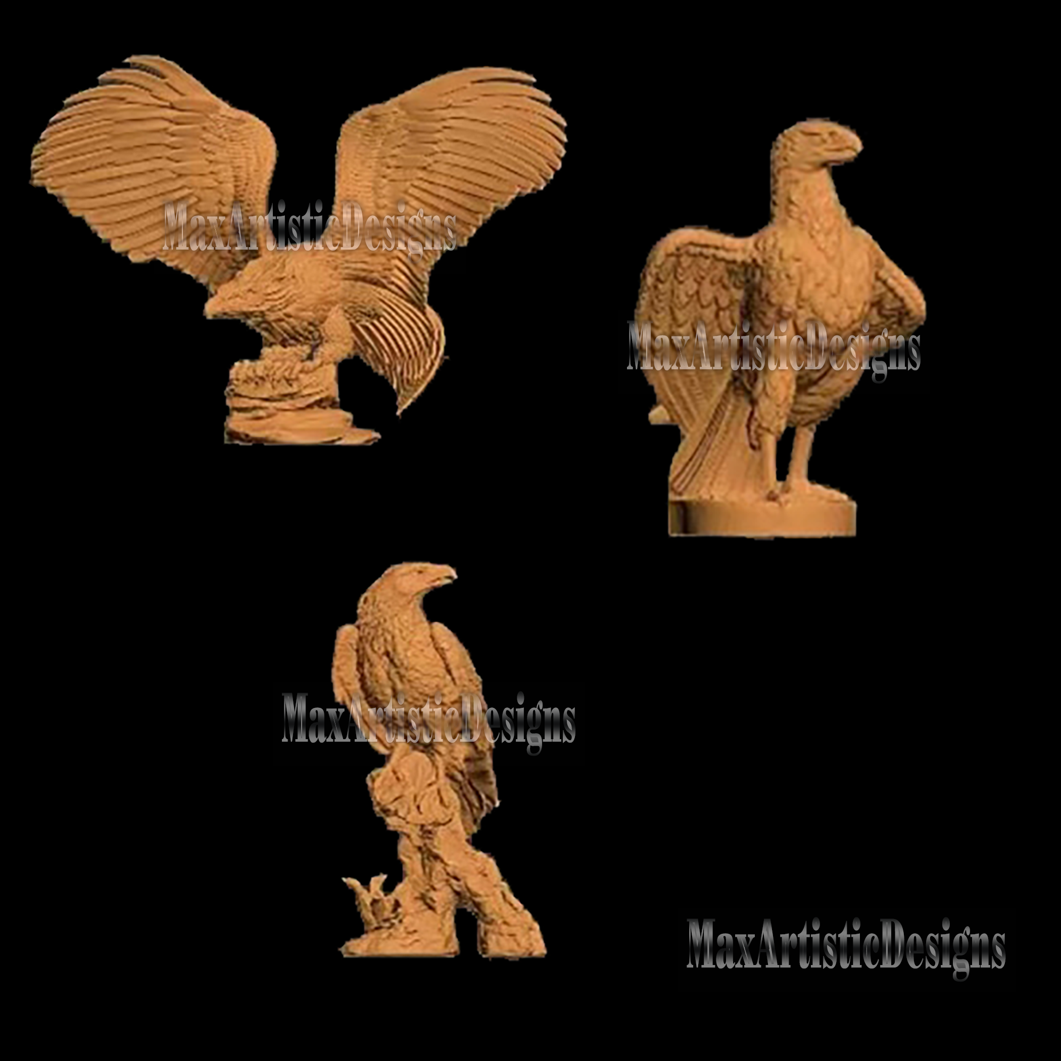 8+ 3d stl eagle eagles set modèles en relief stl pour routeur cnc et imprimante 3d au format stl animal pack téléchargement numérique
