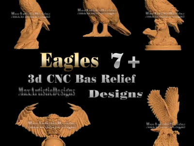 8+ 3d stl eagle eagles set modèles en relief stl pour routeur cnc et imprimante 3d au format stl animal pack téléchargement numérique