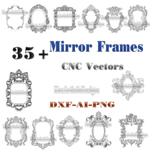 Más de 20 marcos de espejo de madera cnc para paredes, vector de corte láser en formato dxf para enrutador de plasma, descarga digital de corte láser