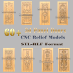 60 disegni di incisione router cnc porta in legno per file relif artcam 3d in formato rlf stl download digitale