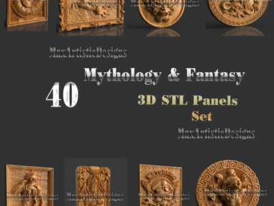42 pannelli 3d mistici / mitologici per il download di bassorilievi per la lavorazione del legno di router di cnc